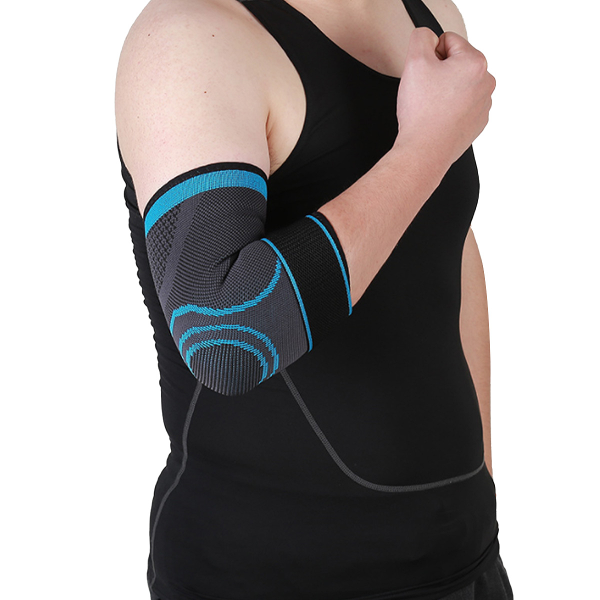 Nylon Knitted Elbow Brace Sleeve With Strap